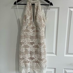 White halter cocktail dress